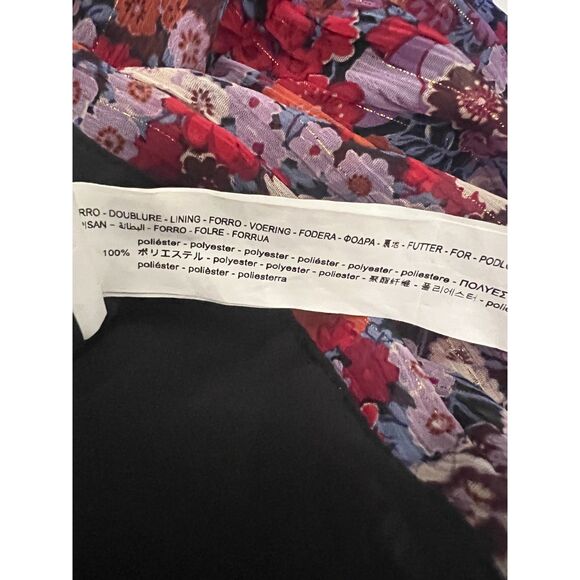 ZARA Vibrant Floral Print Ruched Puff-Sleeve Mini Dress Lined Size XL - Picture 3 of 4